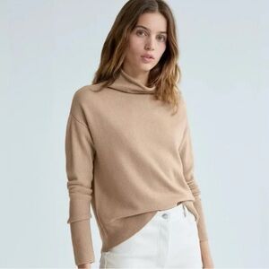 Aritzia Wilfred Cyprie Mock Neck Sweater Size Medium Camel Tan Merino Wool